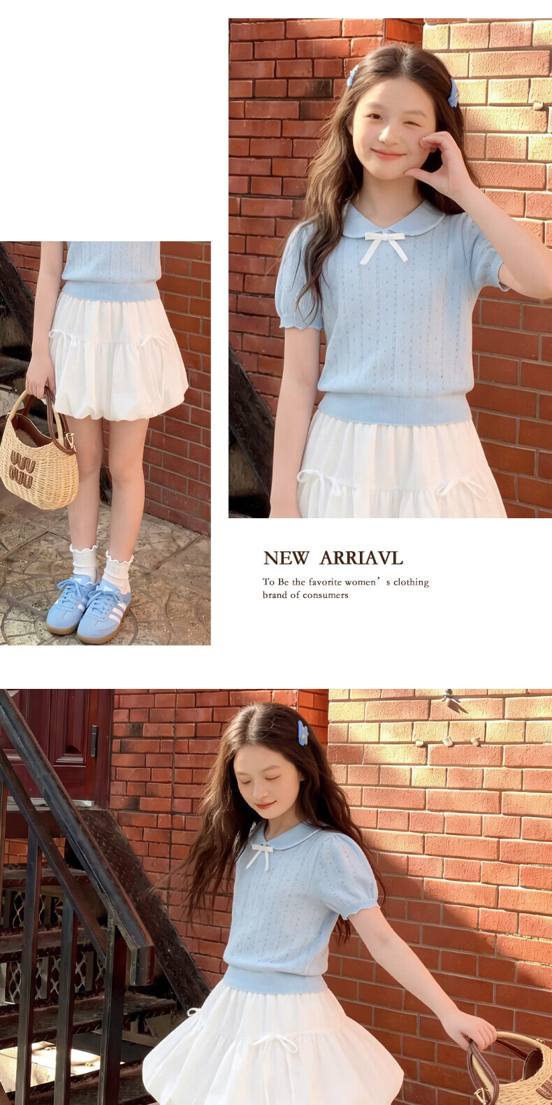 Moonkids Girls Summer Set 2026 New Korean Style Children's Summer Polo Shirt and Flower Bud Skirt Big Kids Summer Outfit 8